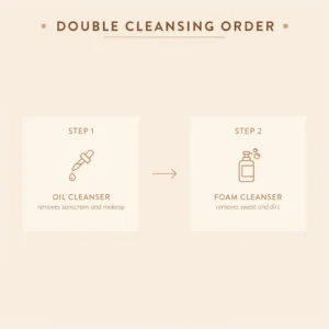 Anua Peach Niacin Cleansing Foam double cleansing order infographic
