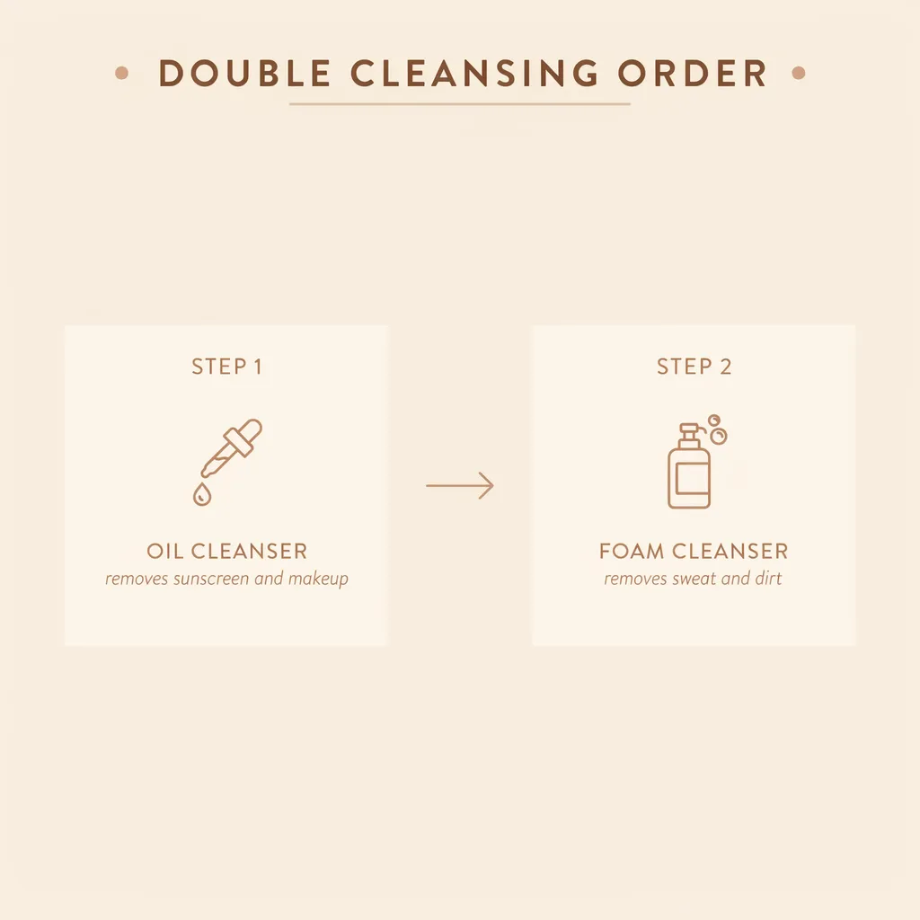 Anua Peach Niacin Cleansing Foam double cleansing order infographic Anua Peach Niacin Cleansing Foam double cleansing order infographic