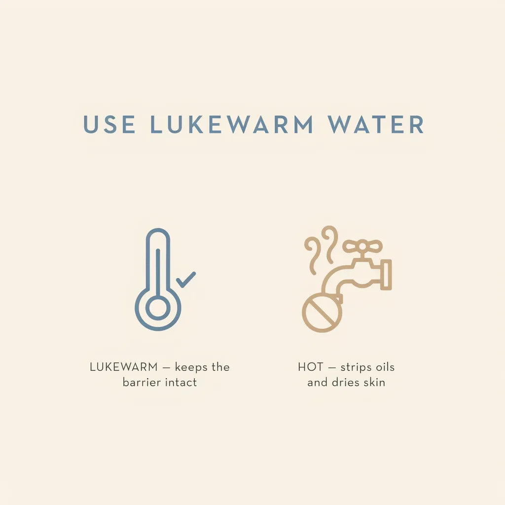 Anua Peach Niacin Cleansing Foam use lukewarm water guide infographic