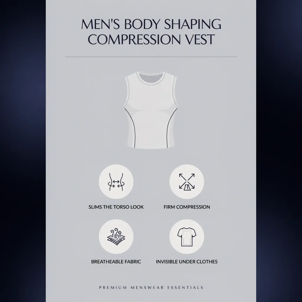 Compression vest Kuwait infographic - men's body shaping vest benefits Compression vest Kuwait infographic - men's body shaping vest benefits