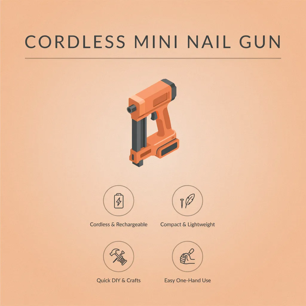 Cordless nail gun Kuwait infographic - mini cordless nail gun features