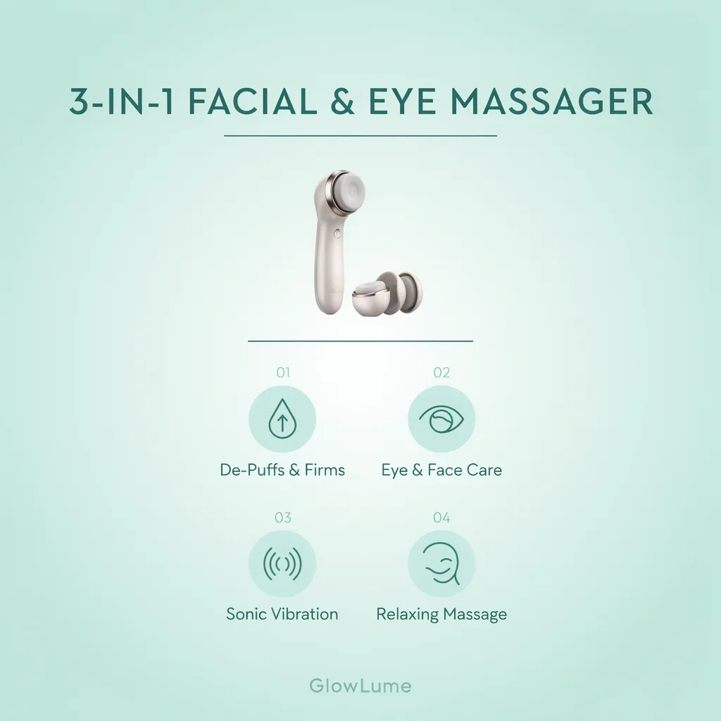 Facial massager Kuwait infographic - 3-in-1 facial and eye massager benefits Facial massager Kuwait infographic - 3-in-1 facial and eye massager benefits