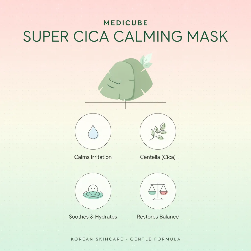 Medicube Super Cica Calming Mask infographic - soothing centella sheet mask Medicube Super Cica Calming Mask infographic - soothing centella sheet mask