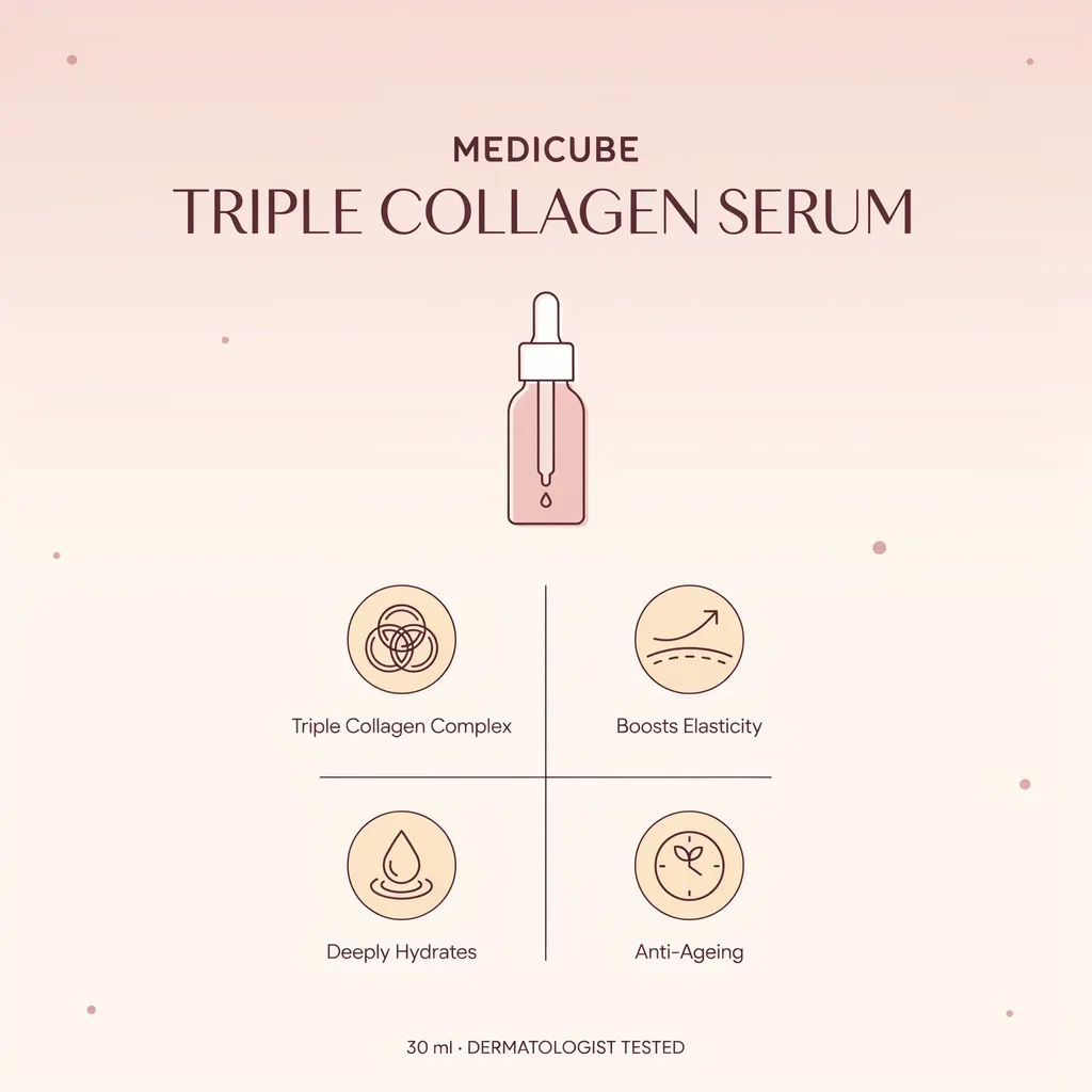Medicube Triple Collagen Serum infographic - firming hydrating collagen serum Medicube Triple Collagen Serum infographic - firming hydrating collagen serum