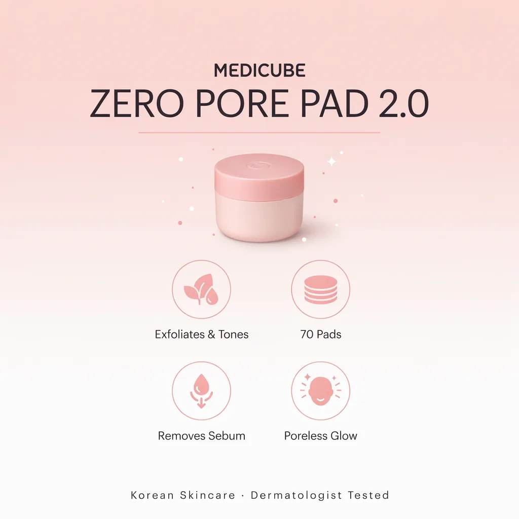 Medicube Zero Pore Pad infographic - exfoliating toner pad benefits Medicube Zero Pore Pad infographic - exfoliating toner pad benefits