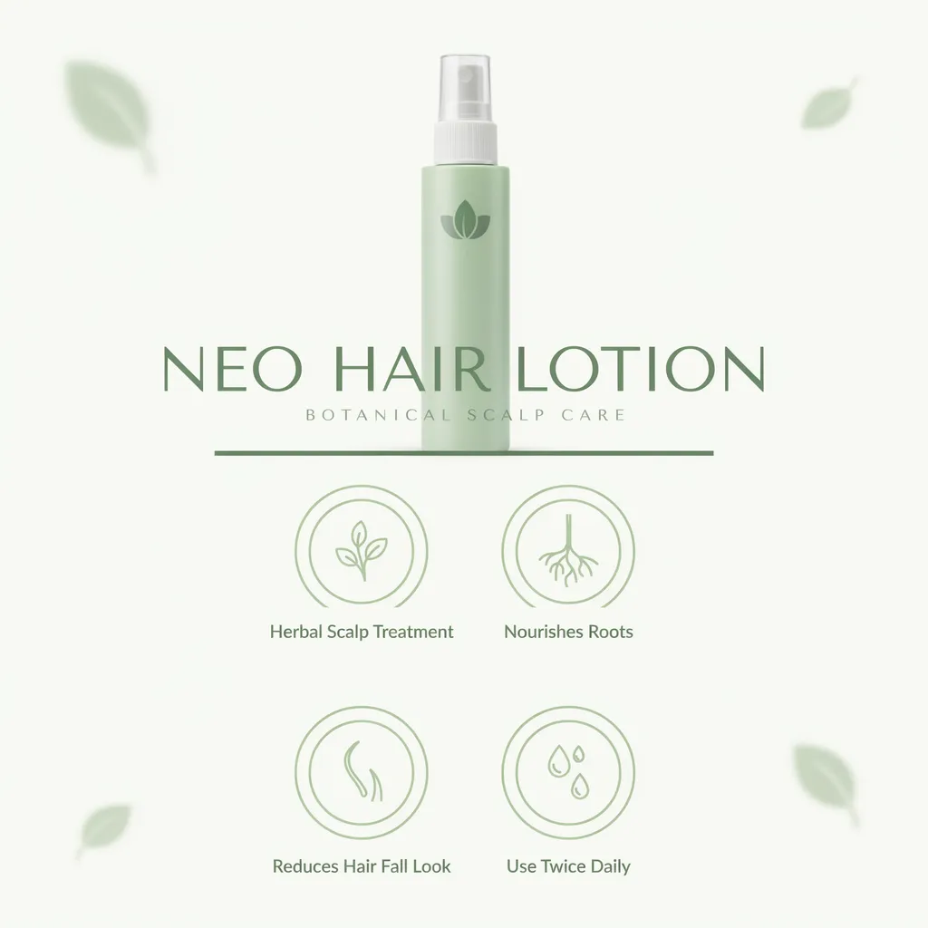 Neo Hair Lotion Kuwait infographic - herbal hair and scalp treatment benefits
